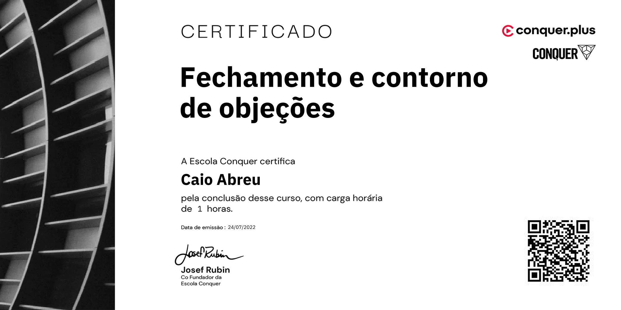 Certificado de Fechamento e contorno de objeções